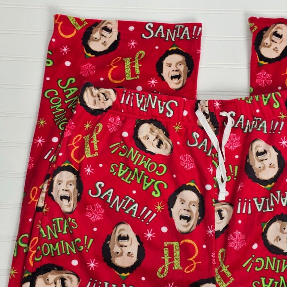 Elf Movie Santa's Coming Red Ultra Soft Holiday Men's Pajama Pants Size L NWT - Picture 3 of 11
